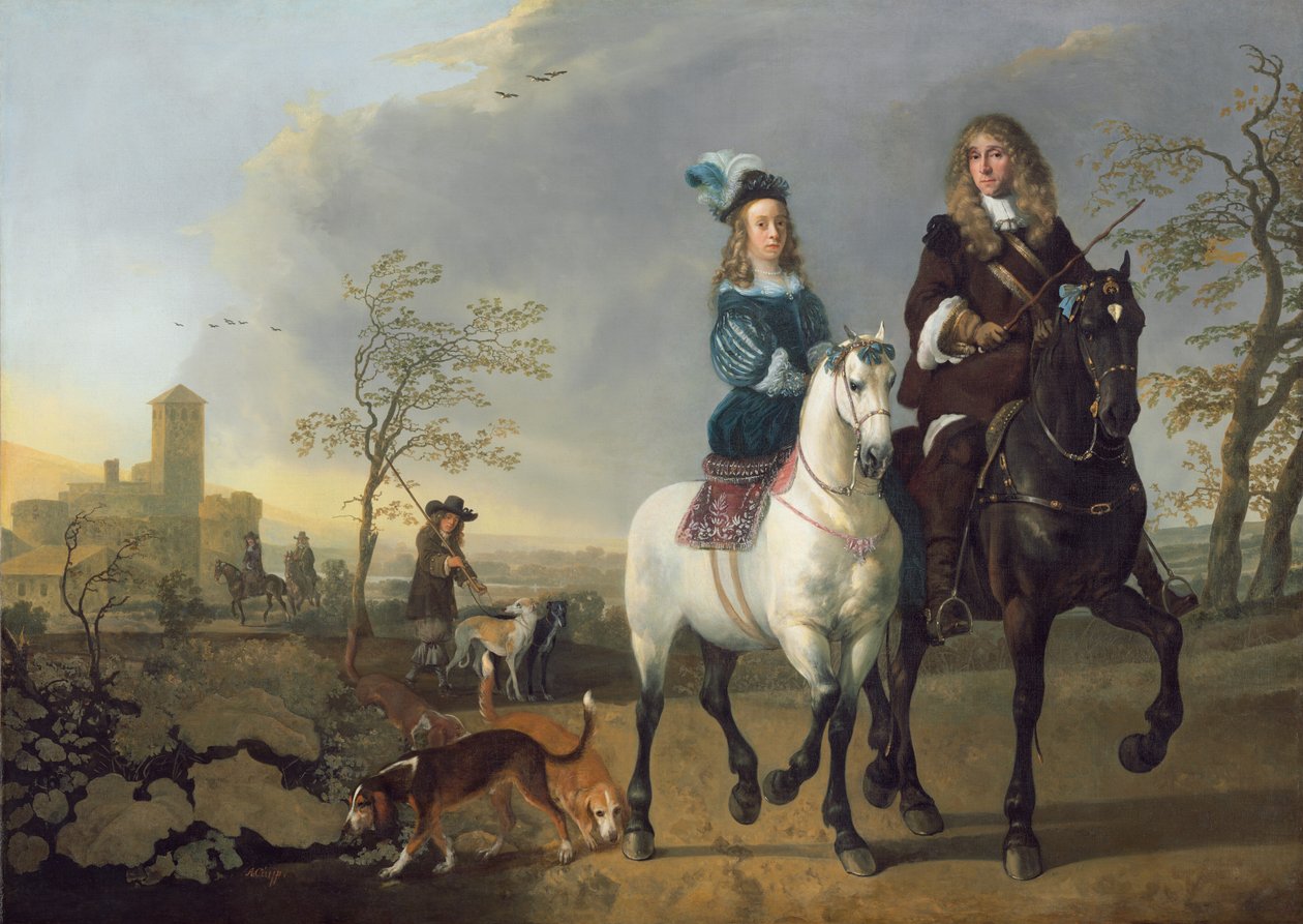 Lady ja herrasmies hevosen selässä tekijältä Aelbert Cuyp