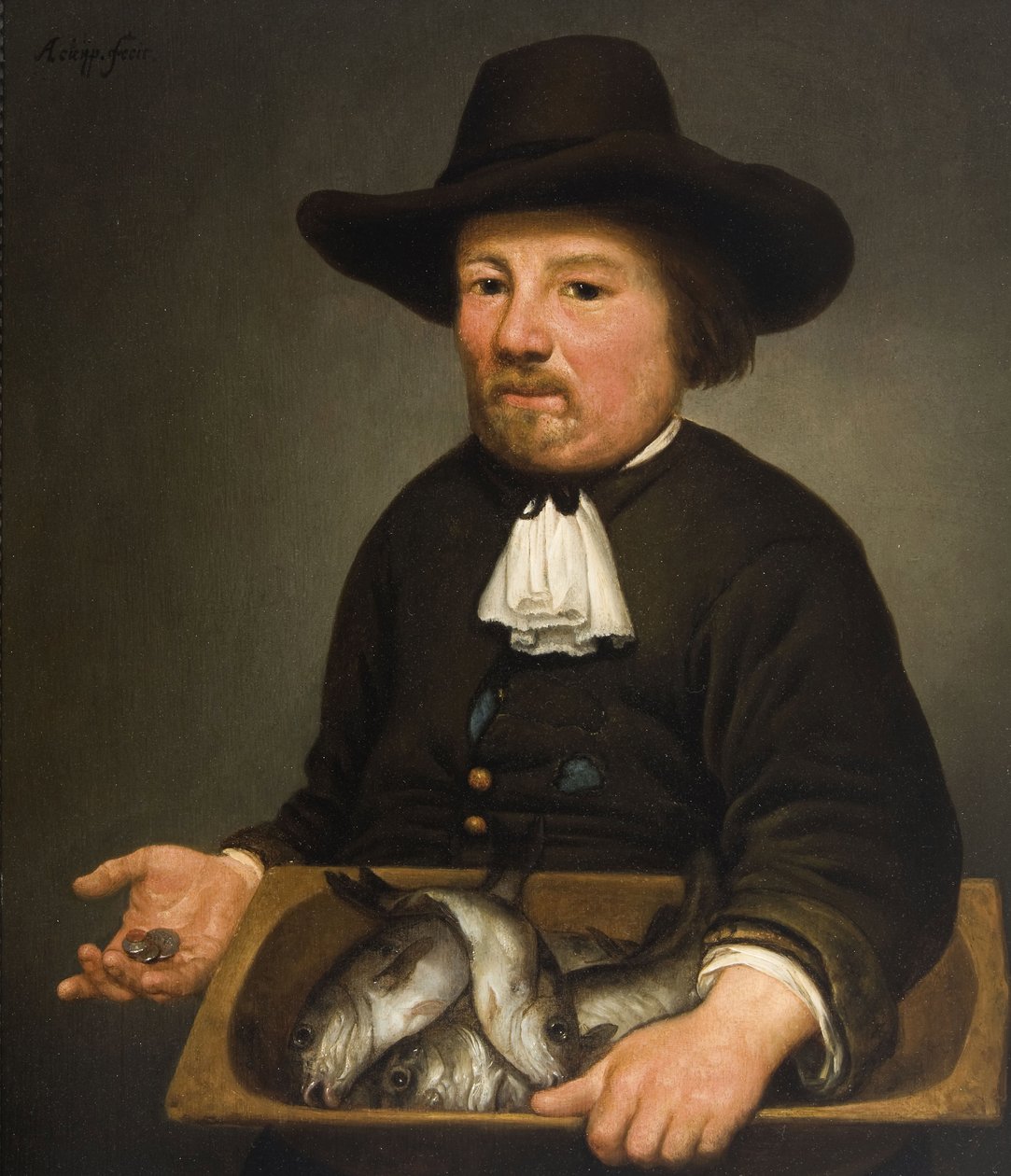 Mies kalaämpäri - Cuyp, Aelbert (1620-1691) - Öljy puulle - 40x34 - Dordrechts Museum tekijältä Aelbert Cuyp