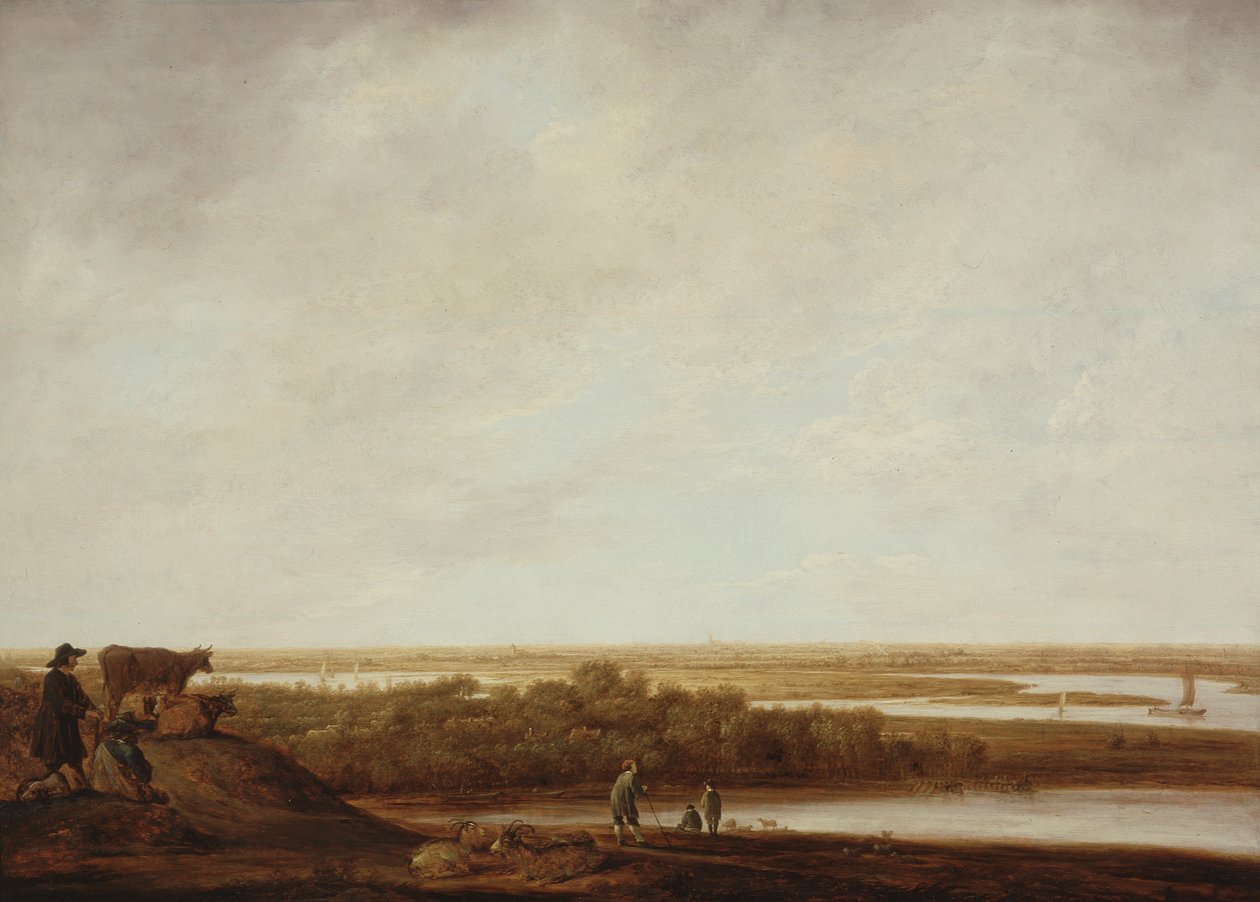 Panoraamamaisema paimenten kanssa tekijältä Aelbert Cuyp