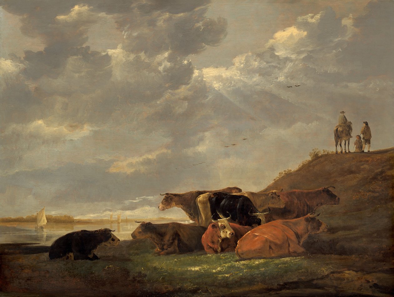 Jokimaisema lehmien kanssa, 16451650. tekijältä Aelbert Cuyp