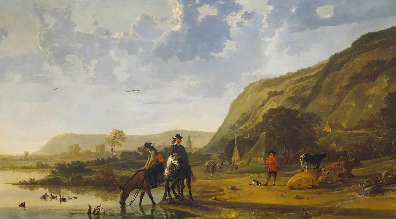 Jokimaisema ratsastajien kanssa, 1655 tekijältä Aelbert Cuyp