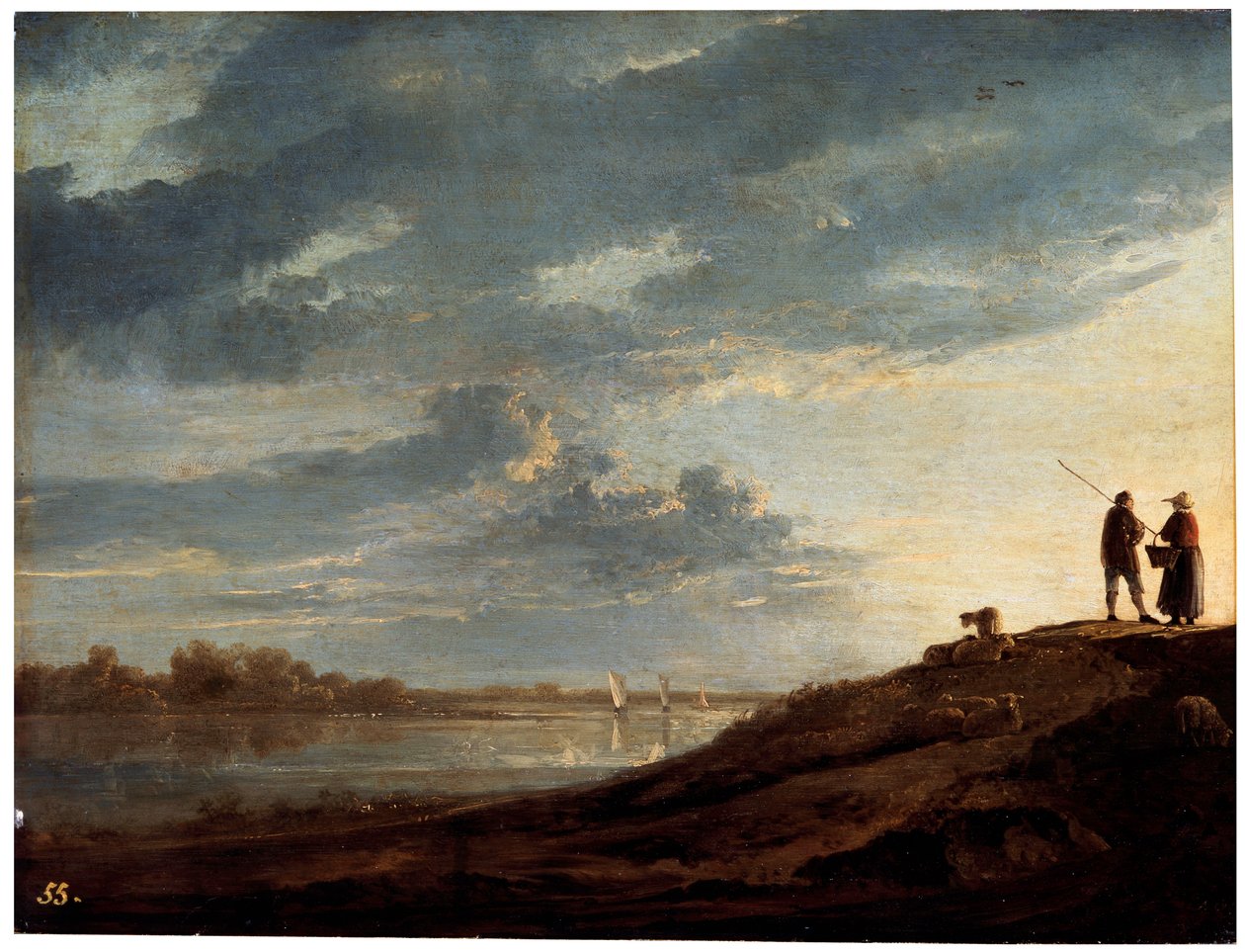 Auringonlasku joen yli, 1650-luku. tekijältä Aelbert Cuyp