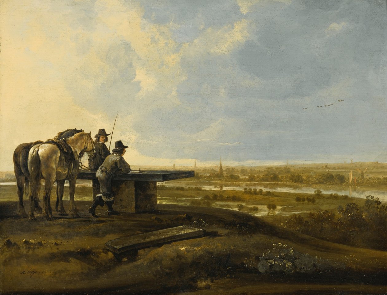 Kaksi ratsumiestä harjanteella tekijältä Aelbert Cuyp