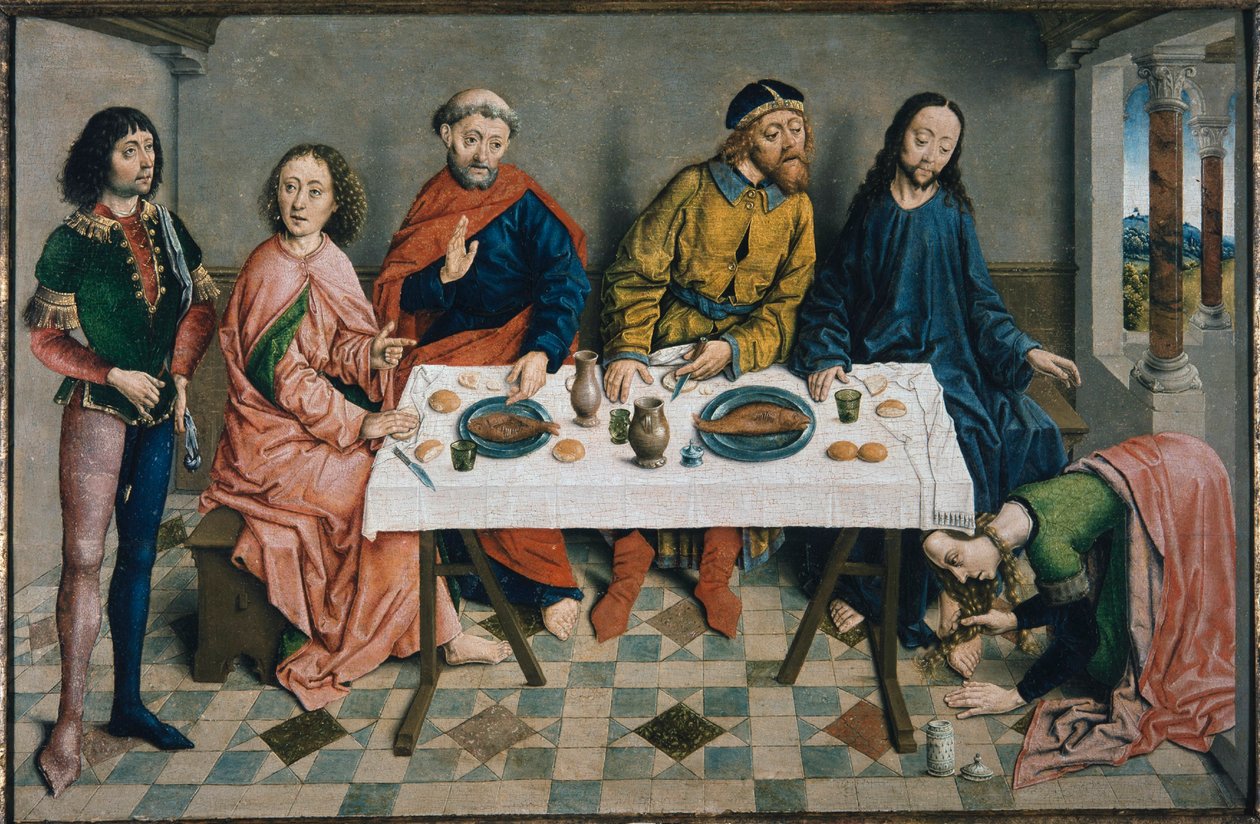 Kristus fariseuksen Simonin huoneessa, n. 1490. tekijältä Aelbrecht Bouts