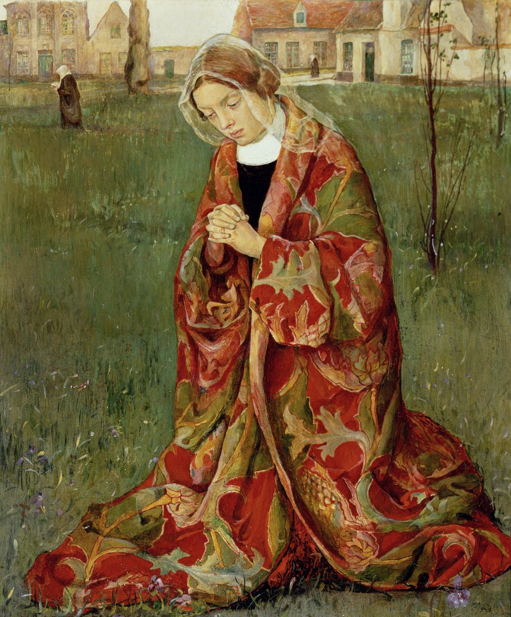 Within the Beguinage, n. 1905 (öljy paneelissa) tekijältä Aelfred Fahey