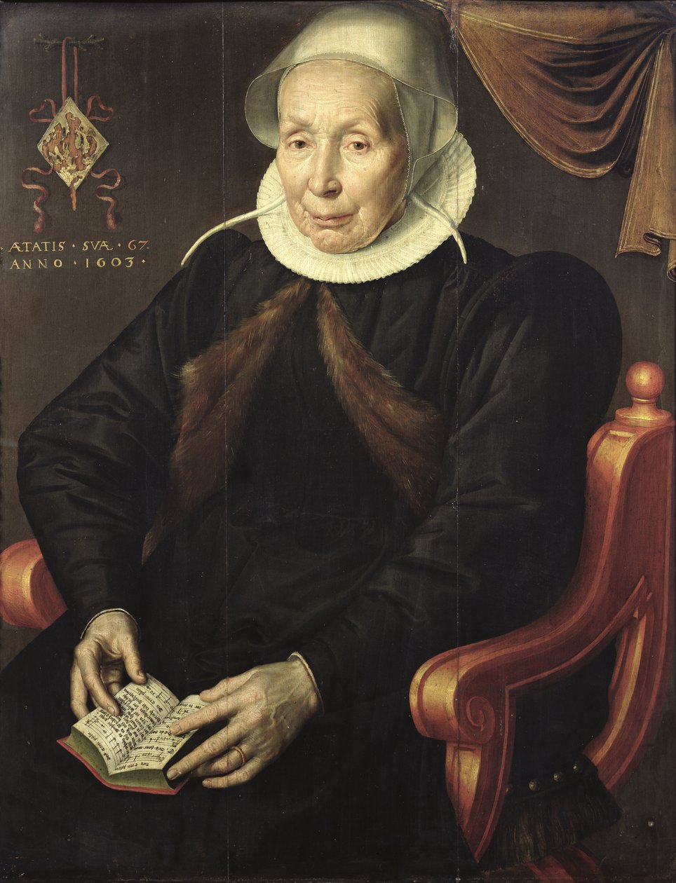 Vanhuksen naisen muotokuva, 1603 tekijältä Aert Pietersz.