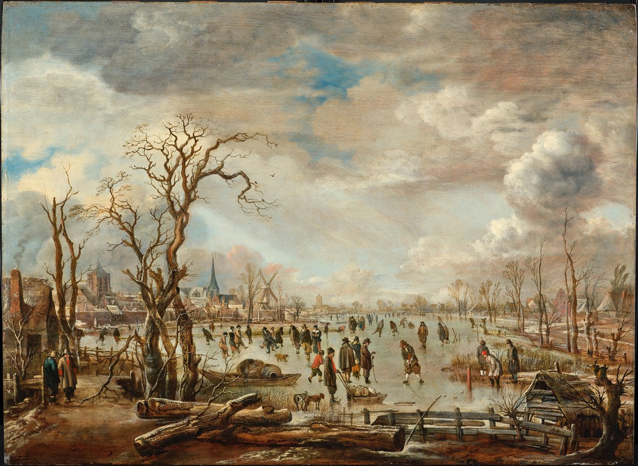 Talvimaisema jäänautintojen kera, c. 1655 tekijältä Aert van der Neer