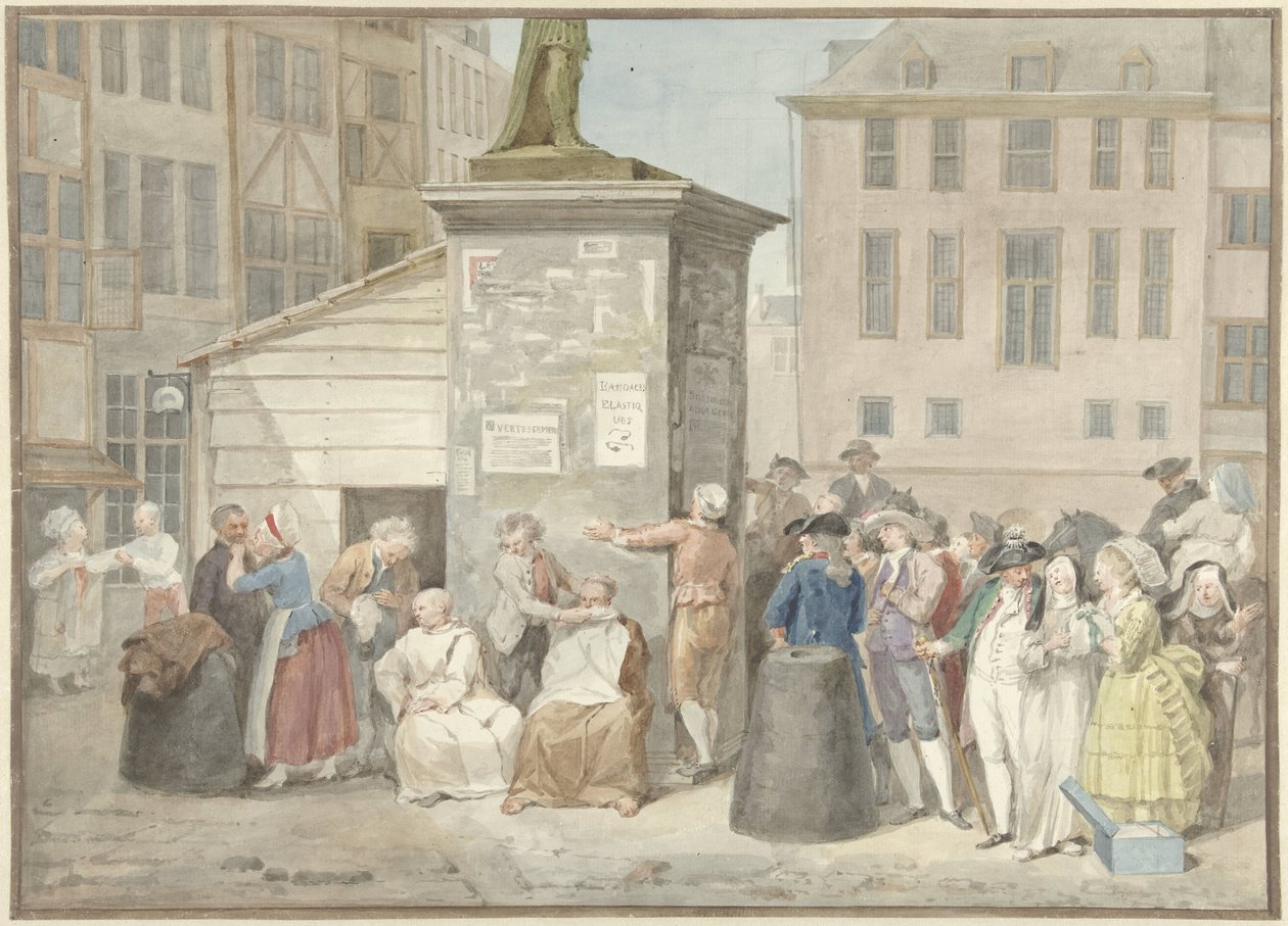 Aukio munkkien ja nunnien kanssa vallankumouksen aikana Belgiassa, 20. lokakuuta 1787 tekijältä Aert Schouman (signed by artist)
