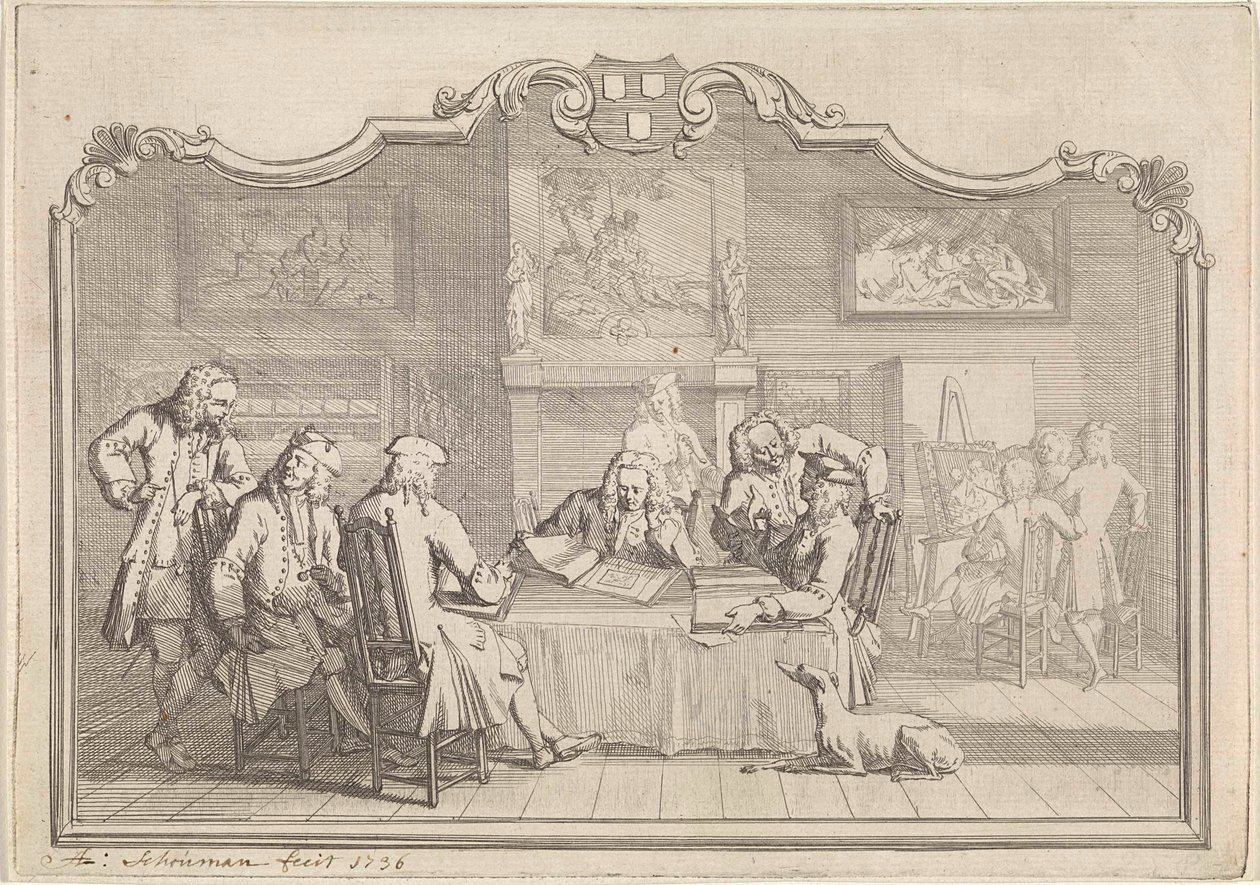 Pyhän Luukkaan kilta Dordrechtissa, 1736 tekijältä Aert Schouman