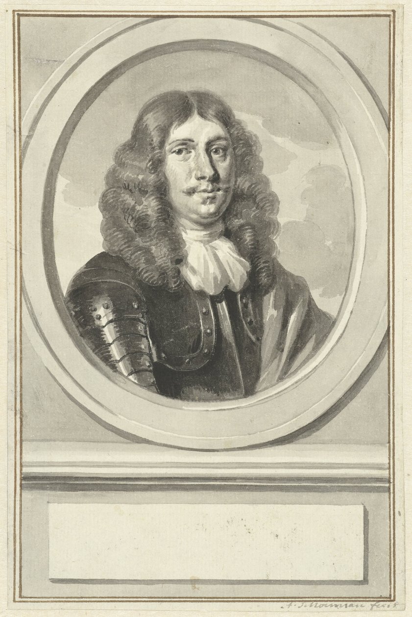 Cornelis Evertsenin muotokuva panssarissa, soikea, oikealla tekijältä Aert Schouman