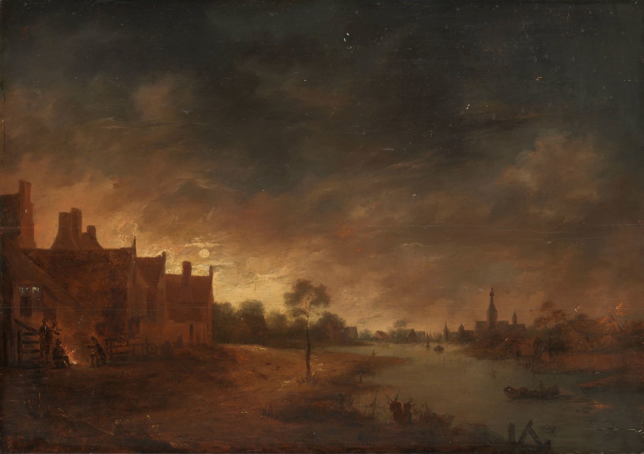Moonlightin jokinäkymä tekijältä Aert van der Neer (copy after)