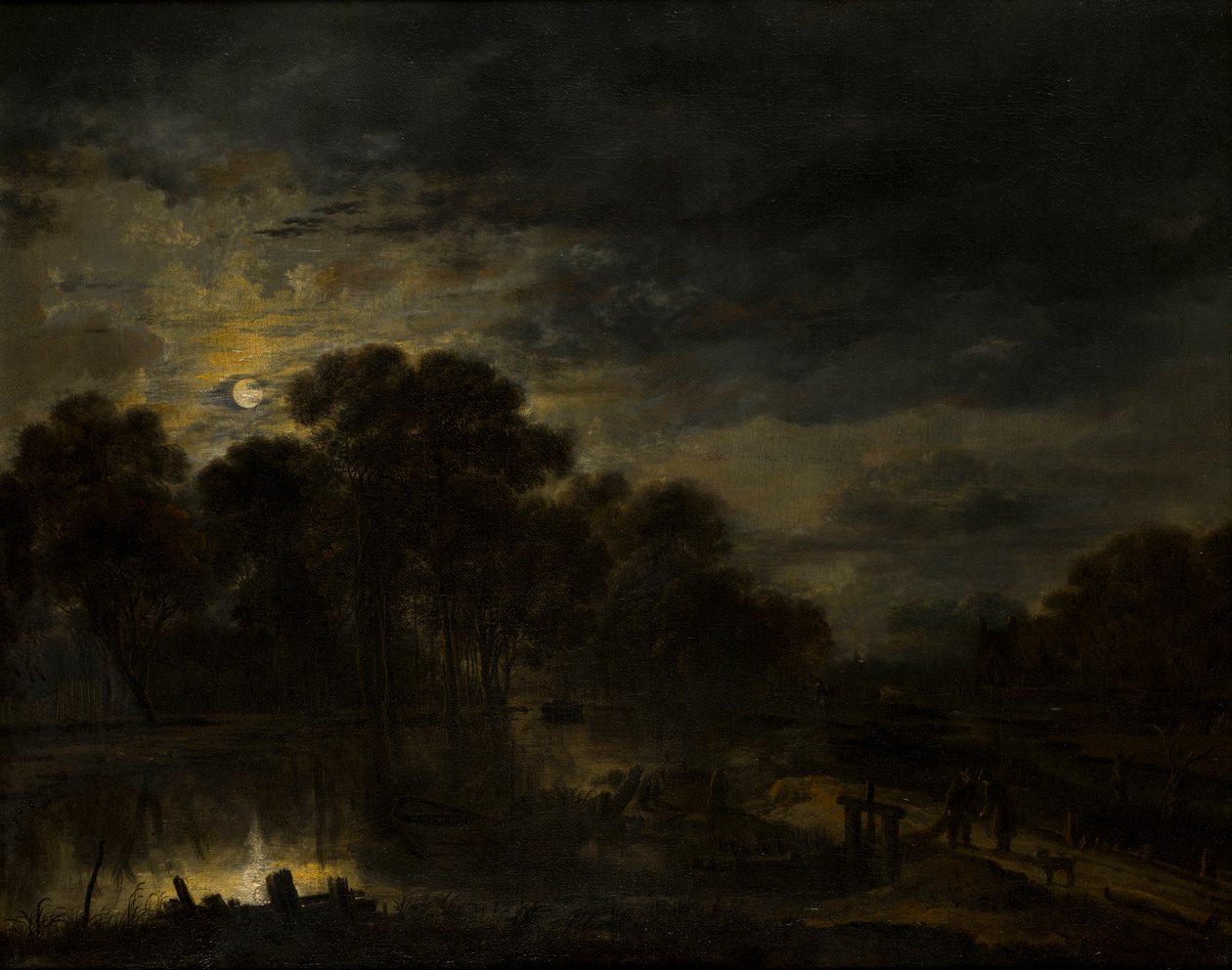 Moonlightin jokimaisema, n. 1623-1677 (öljy kankaalle) tekijältä Aert van der Neer
