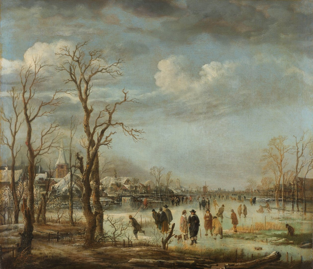 Jokinäkymä talvella, 1630-60 tekijältä Aert van der Neer