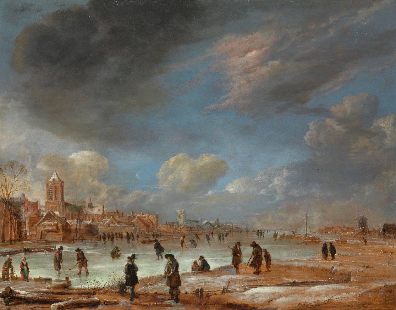 Jokinäkymä talvella, 1655-60 tekijältä Aert van der Neer