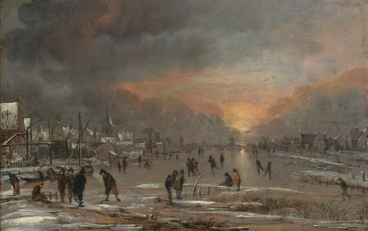Urheilua Frozen Riverillä, luultavasti n. 1660. tekijältä Aert van der Neer