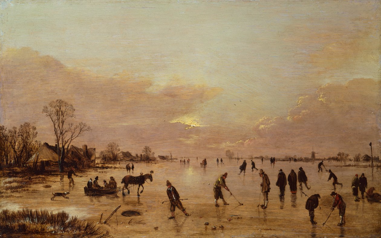 Talvimaisema auringonlaskun aikaan (öljy kankaalle) tekijältä Aert van der Neer
