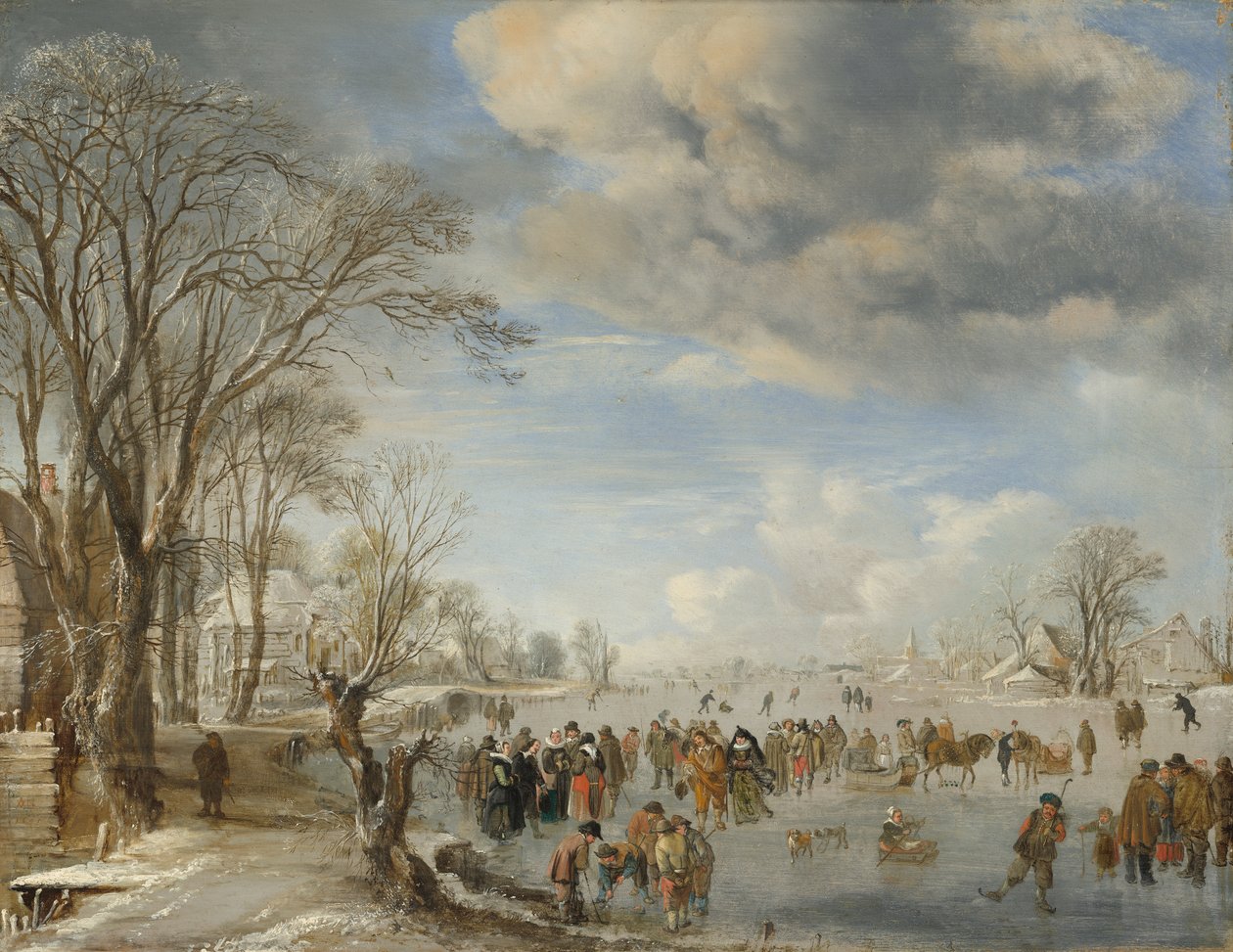 Talvi Hollannissa, Luistelukohtaus, 1645 tekijältä Aert van der Neer