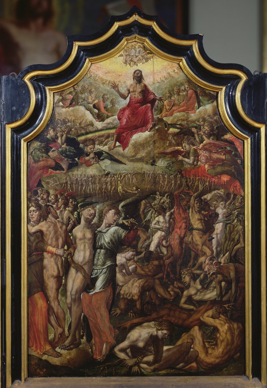 Viimeinen tuomio, triptyykin keskustaulu, 1555 tekijältä Aertgen Claesz van Leyden