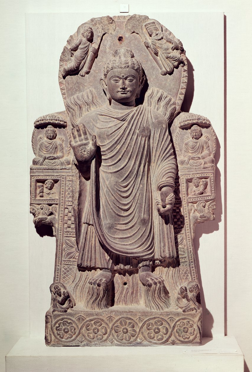 Suuren ihmeen Buddha tai Sravastin ihme, Paitavan luostarista, Kapisan koulusta, 3.-4. vuosisadalta (liuske) tekijältä Afghan School