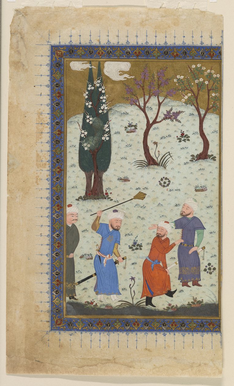 Prinssi istui valtaistuimella palvelijoiden ympäröimänä, 1425-30 tekijältä Afghan School