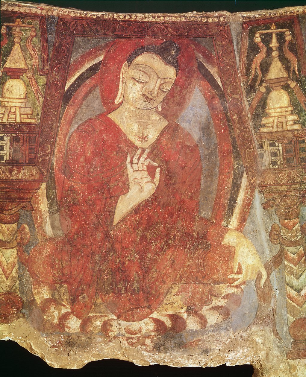 Buddha istuu lootuksella, 5.-6. vuosisadalla tekijältä Afghan School