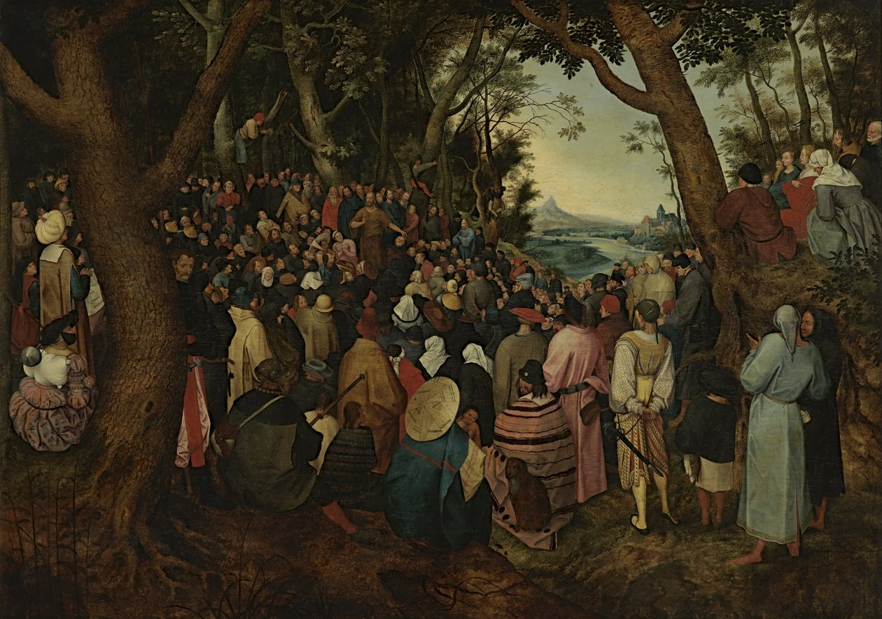 Pyhä Johannes saarnaa väkijoukolle (kopio Pieter Bruegel vanhemman jälkeen) tekijältä After Pieter Brueghel the Elder