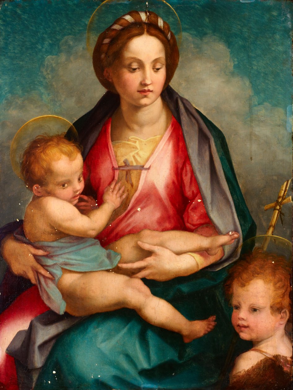 Madonna ja lapsi sekä Johannes tekijältä Andrea del (after) Sarto