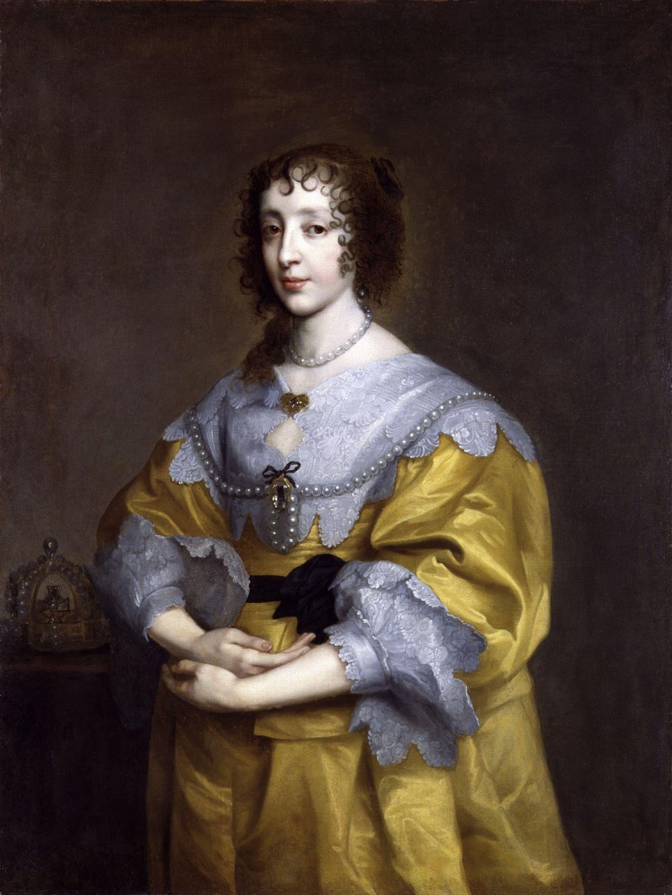 Englannin kuningattaren Henrietta Maria de Bourbonin muotokuva (1609-1669) tekijältä after Anthony van Dyck