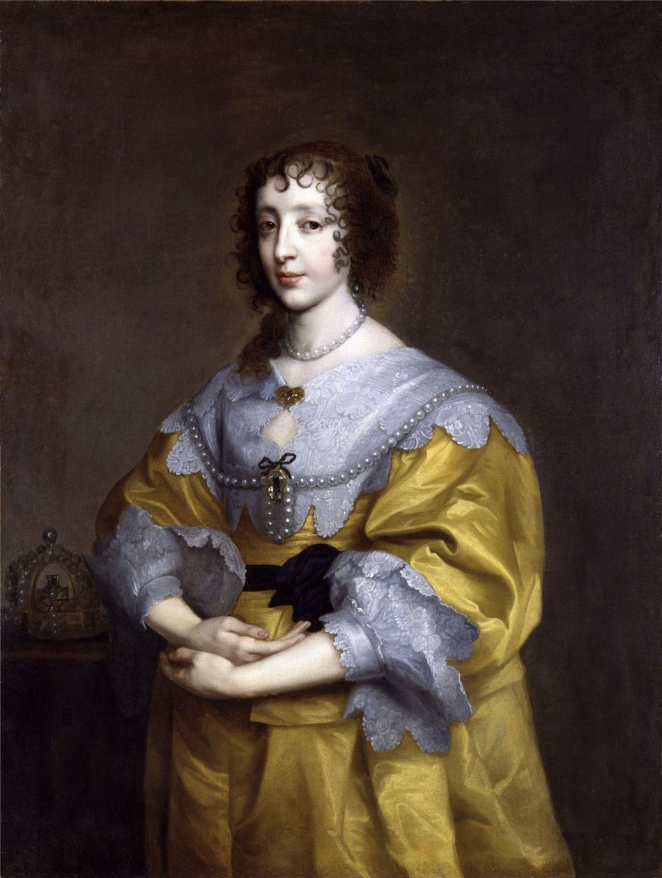 Englannin kuningattaren Henrietta Maria de Bourbonin muotokuva (1609-1669) tekijältä after Anthony van Dyck