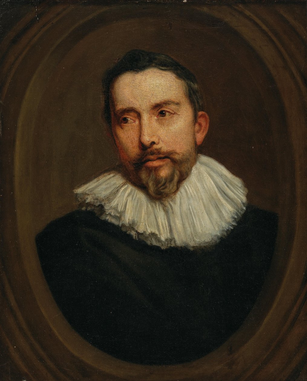 Miehen muotokuva maalatussa ovaalissa tekijältä after Anthony van Dyck