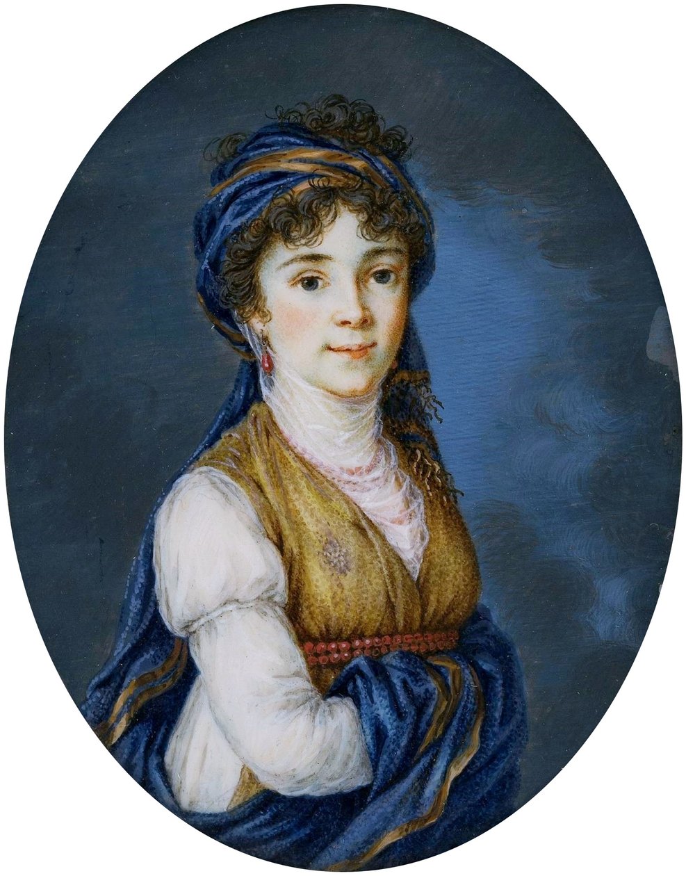 Puolalainen: Miniatyyri prinsessa Anna Grigorievna Belosselsky-Belozersky (1773-1846). tekijältä after Élisabeth Louise Vigée Le Brun
