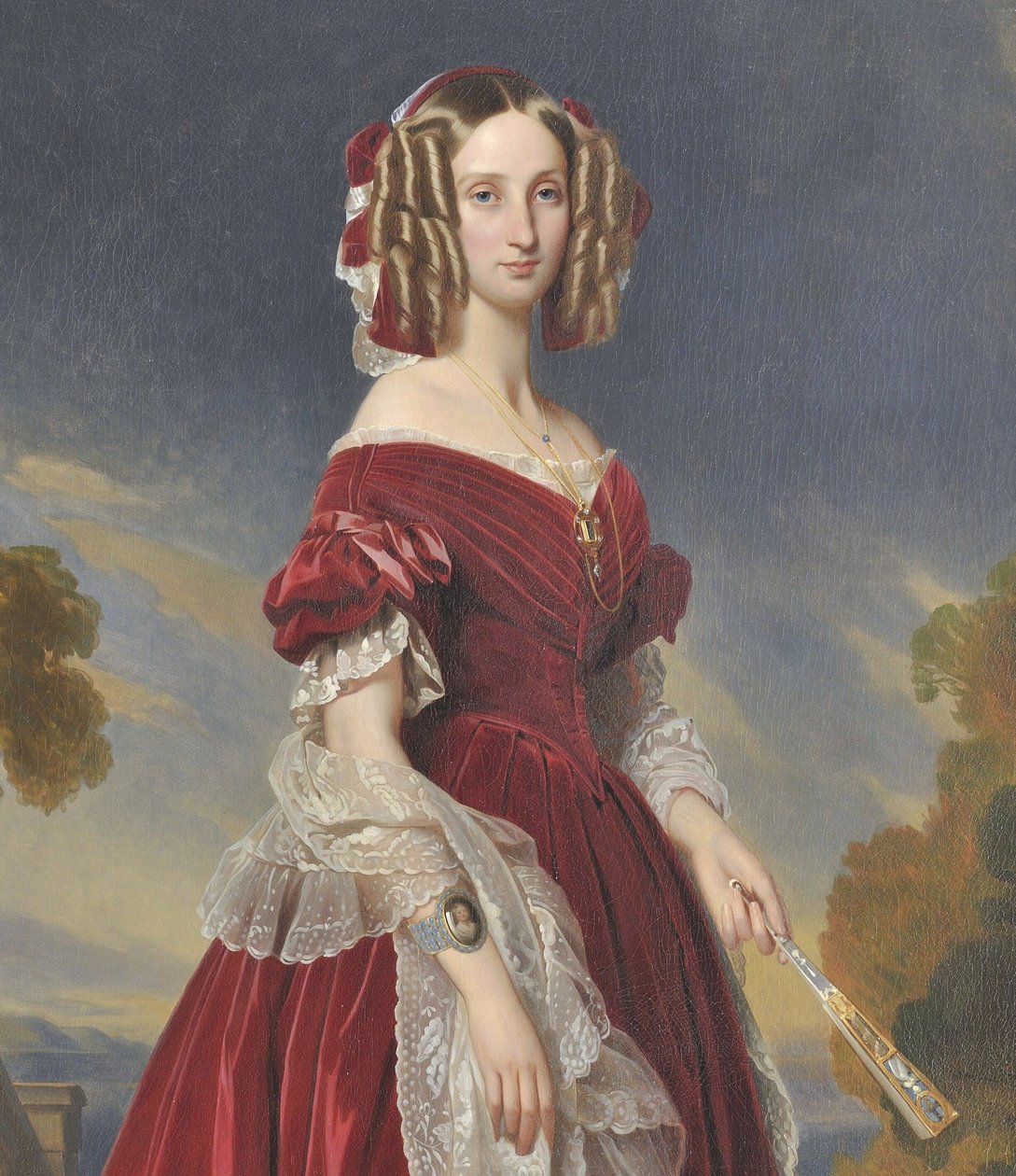 Ranska: Portrait de la reine Louis-Marie en robe rouge Kuningatar Louise Marien muotokuva punaisessa mekossa. tekijältä after Franz Xaver Winterhalter