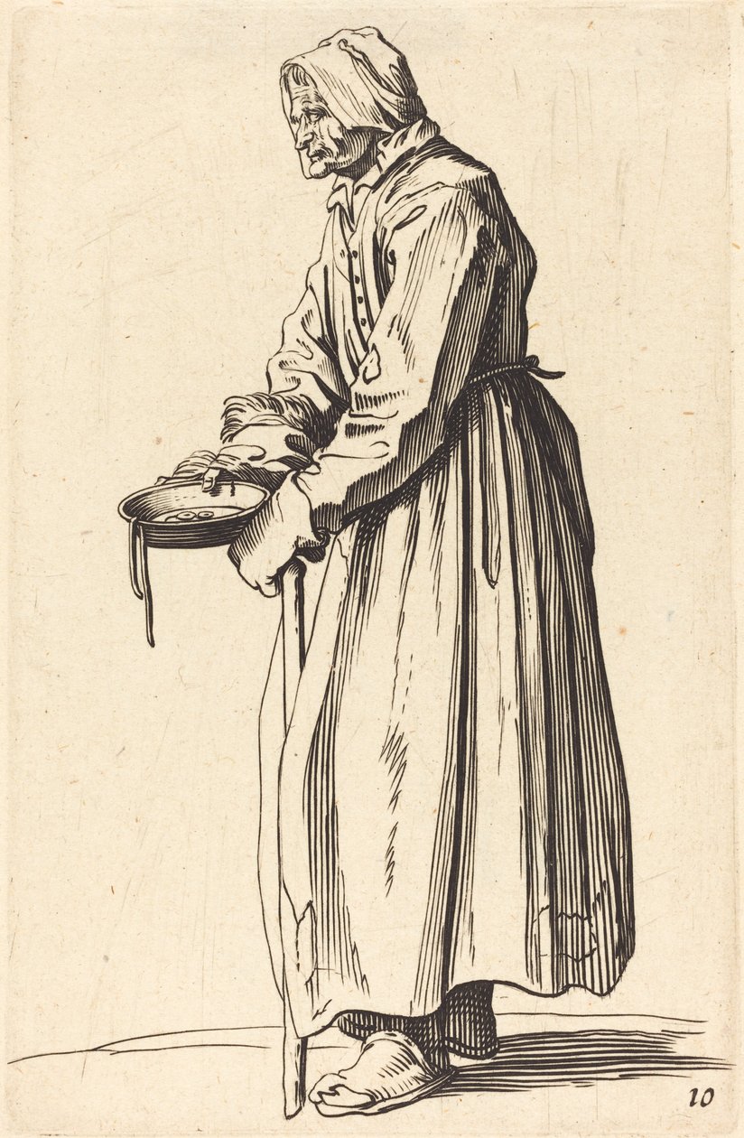Kerjäläinen nainen Panin kanssa tekijältä After Jacques Callot