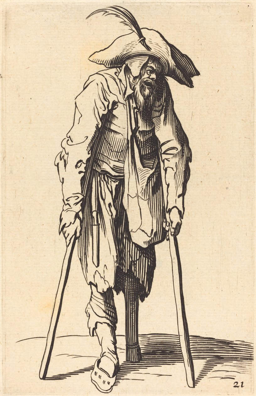 Kerjäläinen puisella jalalla tekijältä After Jacques Callot