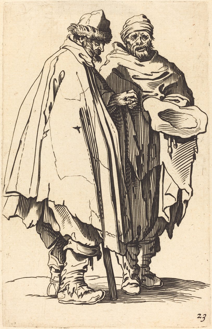 Sokea kerjäläinen ja seuralainen tekijältä After Jacques Callot