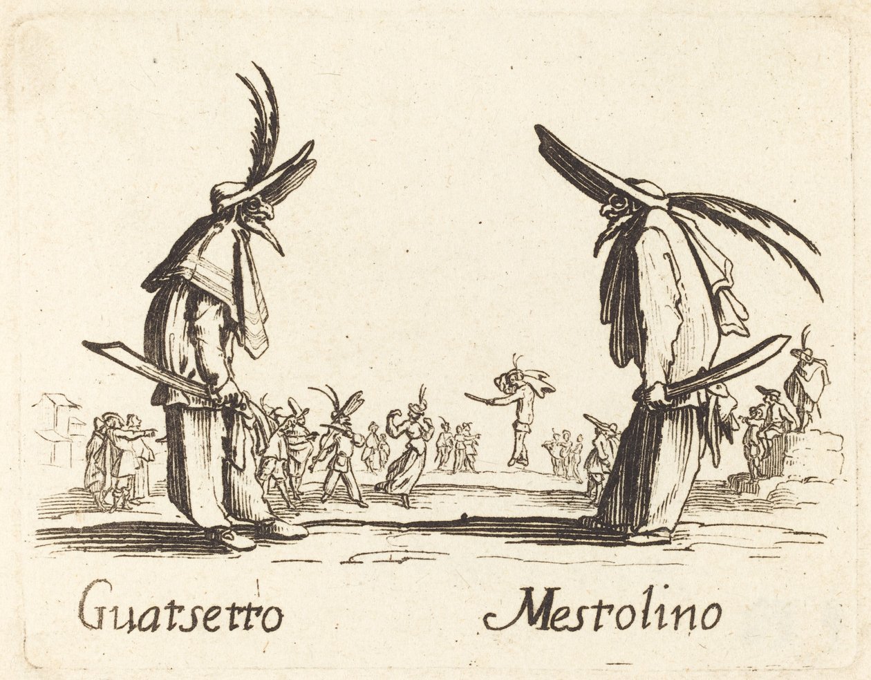 Guatsetto ja Mestolino tekijältä After Jacques Callot