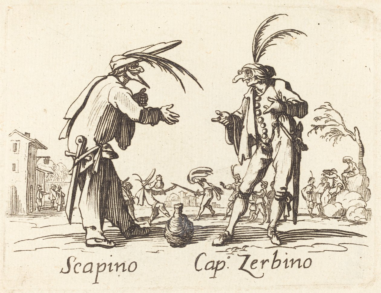 Scapino ja Cap. Zerbino tekijältä After Jacques Callot