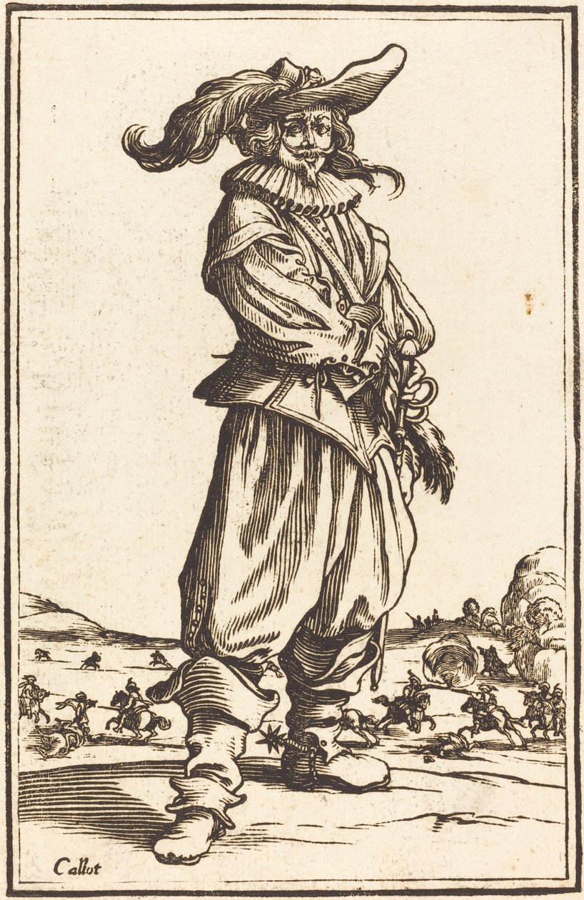 Sotilas, jolla on sulkahattu tekijältä After Jacques Callot