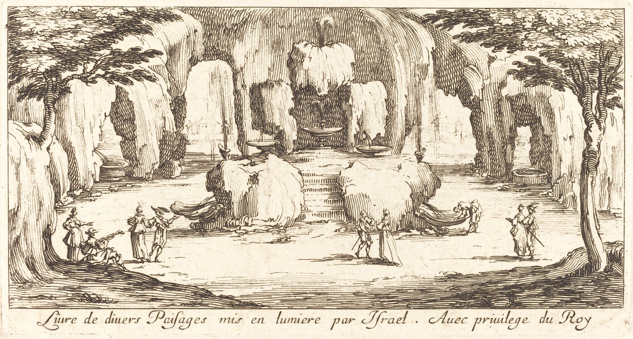 Tekstitys "Eri maisemat" tekijältä After Jacques Callot