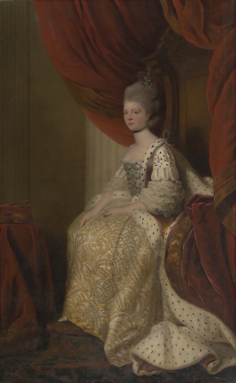 Charlotte Sophia Mecklenburg-Strelitziläinen (1744-1818), Yrjö III:n kuningattaren puoliso. tekijältä after Joshua Reynolds