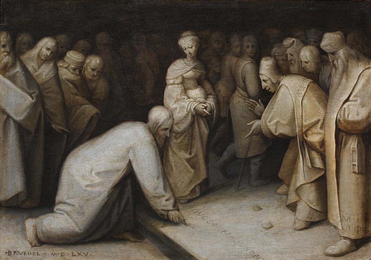 Kristus ja aviorikoksesta vangittu nainen tekijältä After Pieter Brueghel the Elder