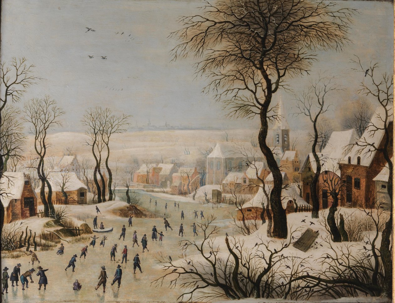 Talvi maisema lintujen ansan kanssa tekijältä After Pieter Brueghel the Elder