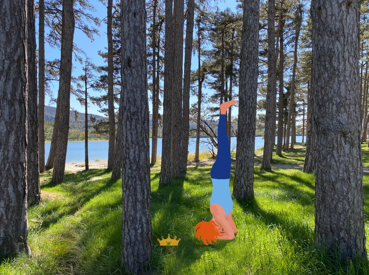 Sirsasana, 2023 (digitaalista taidetta valokuvassa) tekijältä Agnes Girardon