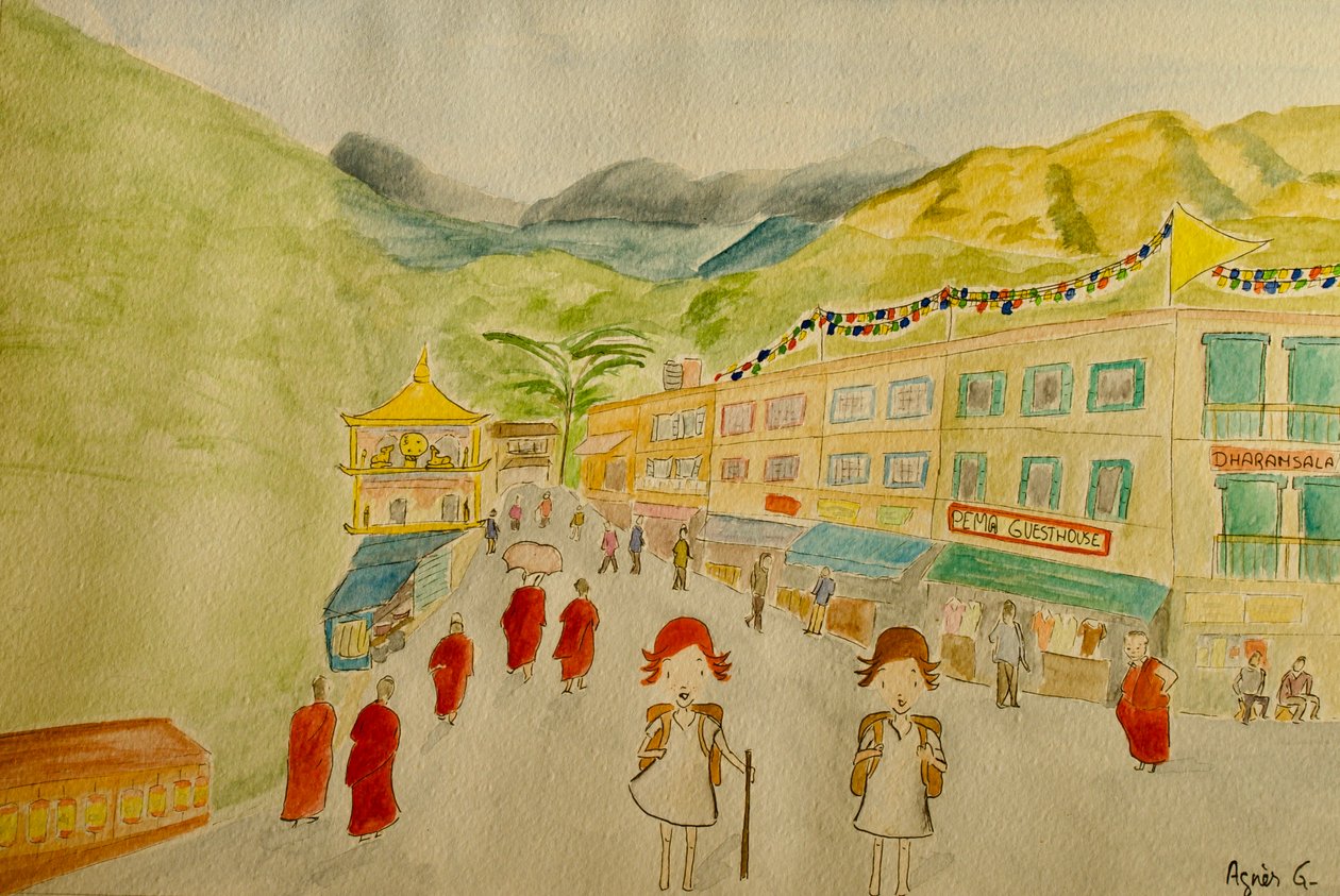 The Voyage, Dharamsala, 2015, akvarelli paperille tekijältä Agnes Girardon