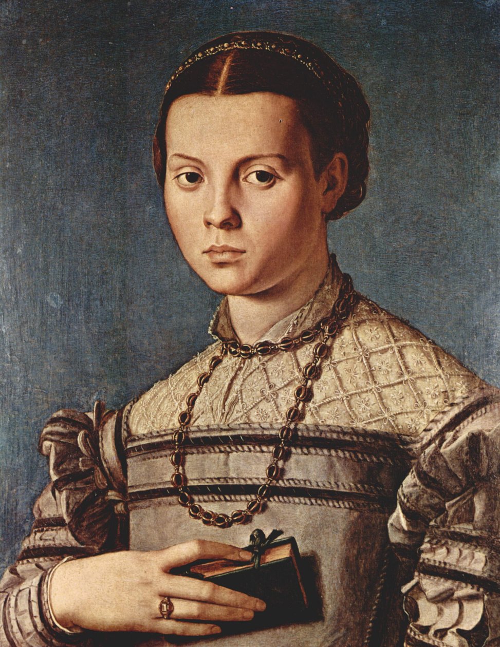 Muotokuva tytöstä, jolla on kirja tekijältä Agnolo Bronzino