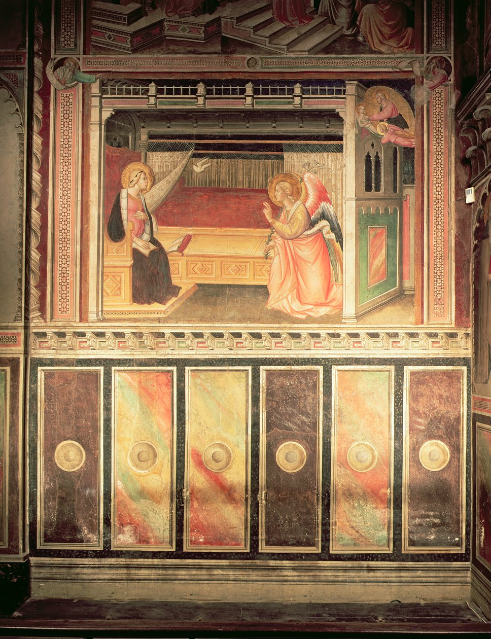 Annunciation, Cappella del Sacro Cingolo -salissa. tekijältä Agnolo Gaddi