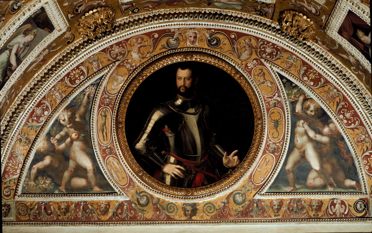Cosimo I de Medicin, Toscanan suurherttua ja Francesco I:n isän muotokuva (maalaus liuskekivelle tekijältä Agnolo (after) Bronzino