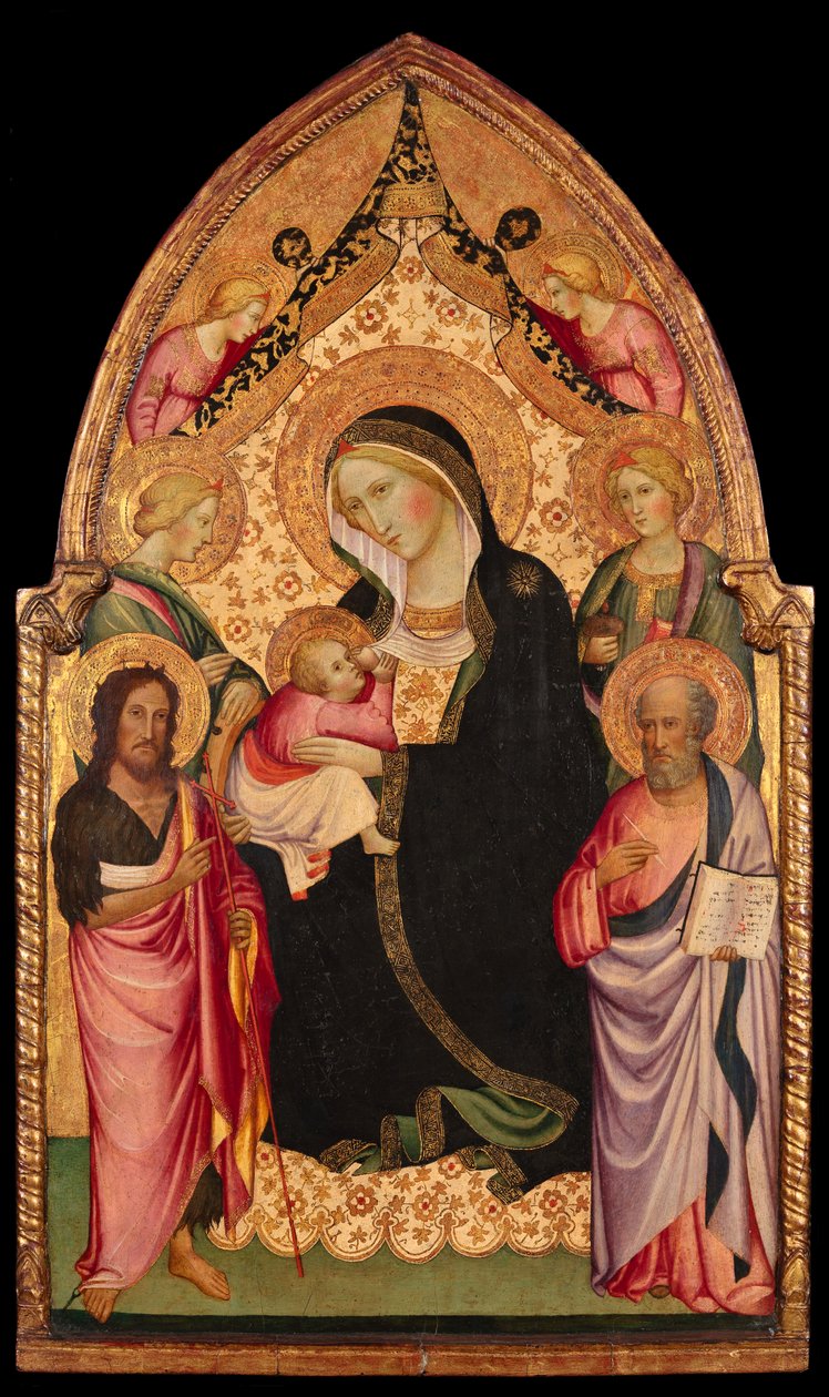 Nöyryyden Madonna pyhimysten ja enkelien kanssa tekijältä Agnolo (circle of) Gaddi