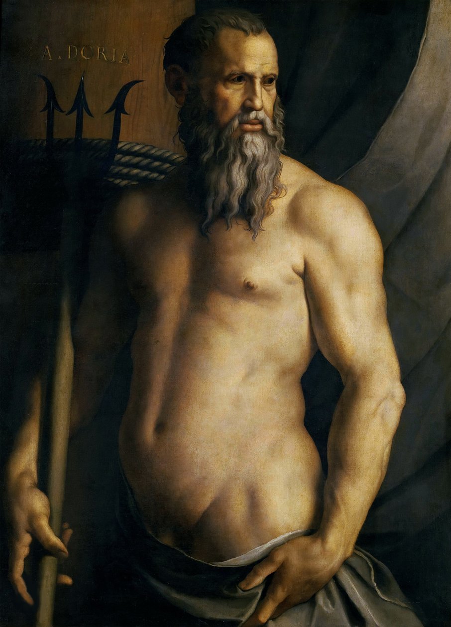 Andrea Dorian muotokuva Neptunuksena, noin 1545. tekijältä Agnolo Bronzino