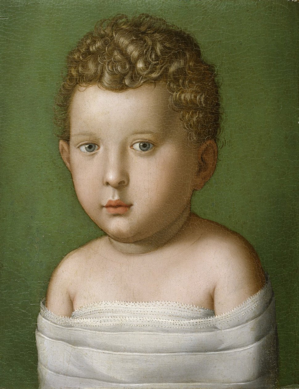 Poikavauvan muotokuva, 1540-49 (öljy puupaneelille) tekijältä Agnolo Bronzino